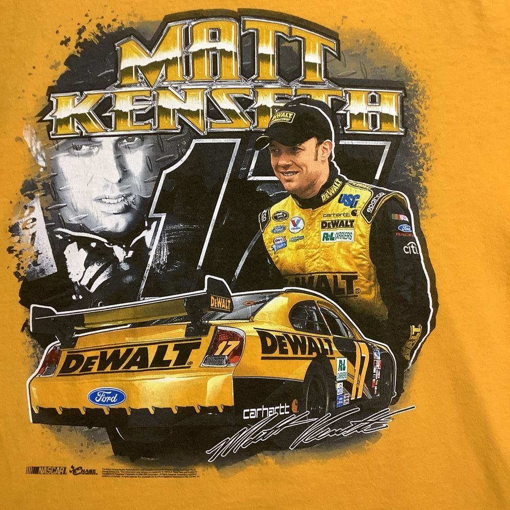 Nascar Racing DeWALT #17 Matt Kenseth short sleeve shirt size XL yellow Chase